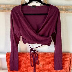 Wrap sweater crop top